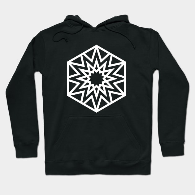 White Minimalist Geometric Glyph Mandala Sigil Rune 420 Hoodie by Holy Rock Design